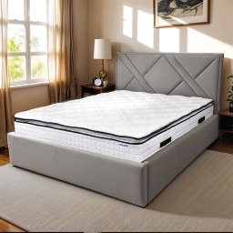 Pat tapitat cu lada de depozitare si cadru metalic, 160x200- Victoria