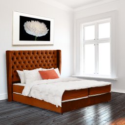 Pat tapitat, American cu Boxspring, 180x200, Roland, Caramiziu