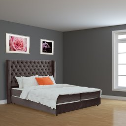 Pat tapitat, American cu Boxspring, 160x200, Roland, Gri