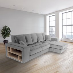 Coltar extensibil, cu raft si lada de depozitare, Atlas, Gri