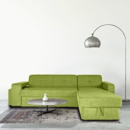 Coltar extensibil, cu lada de depozitare si tabureti, Serenity, Verde