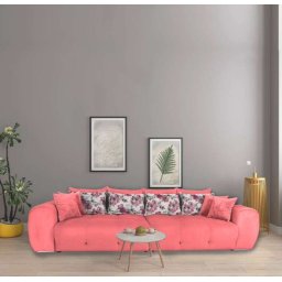 Canapea fixa, spatioasa, cu 12 perne, Family, roz