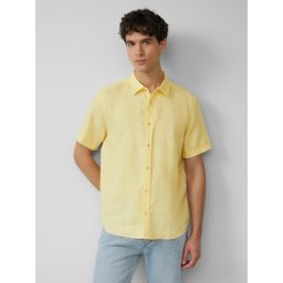 s.Oliver Camasa usoara cu maneca scurta, barbati, din 100% in, Regular fit, Galben (SELECTATI MARIMEA: XL)