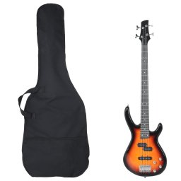 Chitara bass electrica începatori, cu husa, maro/negru, 4/4 46" GartenMobel Dekor