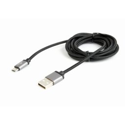 Gembird cotton braided micro USB cable 2.0 AM-MBM5P 1.8M, metal connectors,black