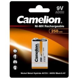 Camelion Rechargeable Batteries Ni-MH 9 Volt Block, 250 mAh, 1-pack (for smoke detector toys and other devices)
