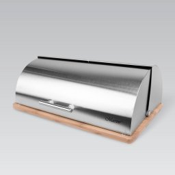 Ustensile gatit Cutie depozitare paine, Capac glisant, 38,5 x 25 x 14,5 cm, Argintiu-Maro