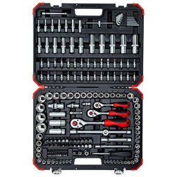 Gedore Red socket set, 1/4 "+ 3/8" + 1/2 ", 172 pieces (red / black, with 3 lever Ratchet)