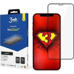 Sticla compozita incasabila 3mk NeoGlass pentru Apple iPhone 12 Pro Max, Duritate 8H, Margine neagra