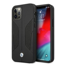 Husa Etui BMW BMHCP12LRSCSK iPhone 12 Pro Max 6,7" Negru/black hardcase Leather Perforate Sides