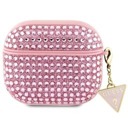 Guess GUA3HDGTPP AirPods 3 cover pink/pink Rhinestone Triangle Charm