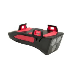 FAR LED PENTRU BICICLETA CU SUPORT PENTRU TELEFONSI CLAXON (REINCARCABIL USB)