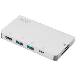 Digitus USB Type-C Multiport Travel Dock, docking station (silver, HDMI, USB-A)