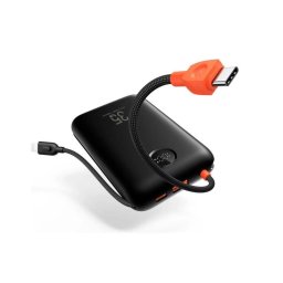 Baterie externa K2 20.000 mAh afișaj digital PD 35 W, cu cablu Lightning și USB-C încorporat Negru
