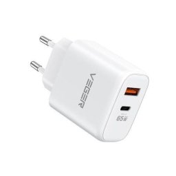 Incarcator de retea GaN 1xUSB-C +1xUSB-A 65W Alb