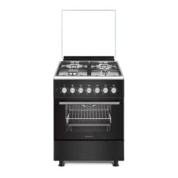 Bruno Aragaz clasic 4 arzatoare gaz, Cuptor electric, 57x57cm, Negru-Inox