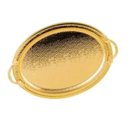 Tava servire ovala cu manere Deco Art, 40 x 27 cm, Auriu