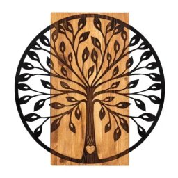 Decoratiune de perete Deco Art, Lemn si metal, 56 x 57.5 cm, Maro nuc/Negru