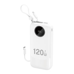 Baterie externa K13Pro 20000mAh cu cablu încorporat - Albă