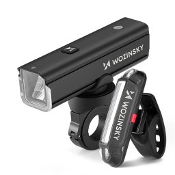 Wozinsky WSBLB3 Front (1000 lm) and Rear USB-C Bike Light Set - Black