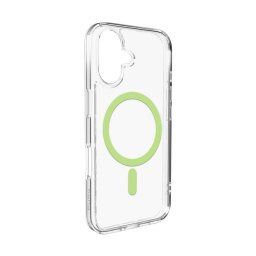 Husa Puro Lite Mag TPU+PC Case Compatible with MagSafe for iPhone 17 - Transparent with Green Ring