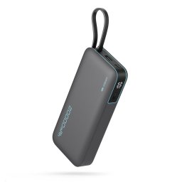 Baterie externa CP25, 20000mAh, 55W, 1 x USB; 1 x USB Type-C, 1 x cablu USB Tpe-C integrat, digital display pt. status baterie, gri