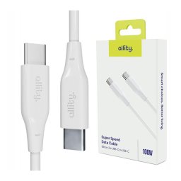 Cablu de date si incarcare Allity AUC-02 USB-C to USB-C 100W 2m Alb
