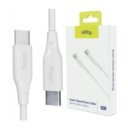 Cablu de date si incarcare Allity AUC-02 USB-C to USB-C 60W 2m Alb
