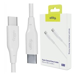Cablu de date si incarcare Allity AUC-02 USB-C to USB-C 60W 1m Alb