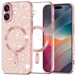 Husa iPhone 17 6.3 Silicon Magsafe Sclipici Roz