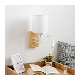 Lampă LED de perete Brilagi NUBILA WOOD 1xE27/25W/230V + LED/3W stejar/alb
