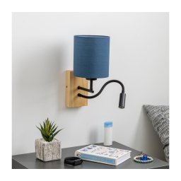 Lampă LED de perete BRILAGI NUBILA WOOD 1xE27/25W/230V + LED/3W stejar/albastru închis