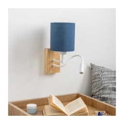 Lampă LED de perete Brilagi NUBILA WOOD 1xE27/25W/230V + LED/3W stejar/albastru închis