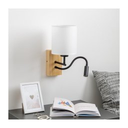 Lampă LED de perete Brilagi NUBILA WOOD 1xE27/25W/230V + LED/3W stejar/alb