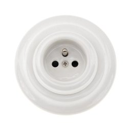 Bohemia-Design - Priză retro din porțelan pentru uz casnic, cu ramă, 250V/16A, albă