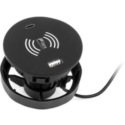 Incarcator Wireless, Power-Spot Filex, Qi, USB A+C, AC, negru, Fellowes