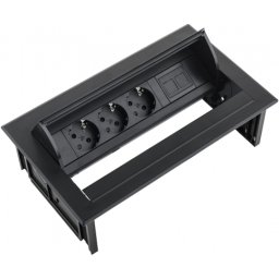 Priza modulara eGST, Filex Power Desk In, 3x 230V, Keystone, negru, Fellowes