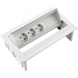 Priza modulara eGST, Filex Power Desk In, 3x 230V, Keystone, alb, Fellowes
