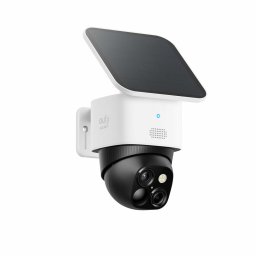 Camera Supraveghere Video Eufy SoloCam S340, Wireless, Panou Solar, Dual Camera, Pan and Tilt, Supraveghere 360, 2.4 GHz Wi-Fi, Alb