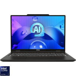 Laptop Gaming MSI Venture 16 AI A1MG, Display 16'' 2K (2048x1280), OLED, Procesor Intel® Core™ Ultra 7 155H, Memorie RAM 16GB DDR5, Capacitate de stocare 512GB SSD, Placa video integrata Intel Arc, Free DOS, Gri (INT Keyboard)