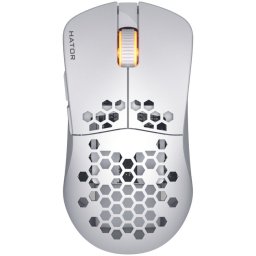 Mouse gaming wireless Hator Stellar Pro, 26K DPI, polling rate pana la 1000H, capacitate baterie 300mAh, durata deviata baterie in modul wireless pana la 18H (iluminare pornita), pana la 42 de ore (iluminare oprita), Alb