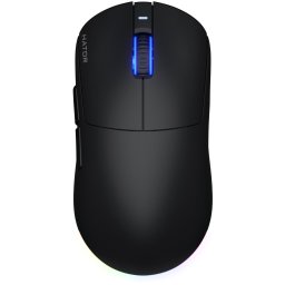 Mouse wireless Hator Quasar 3, 12K DPI, conectivitate 2.4GHz, bluetooth si USB, switch HATOR Optical 100M, side switch Huano 3M, iluminare RGB 16.8M, Negru