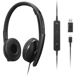 Casti Lenovo Gen 2, 4XD1P83425, USB-A , Wired Stereo Headset, Negru