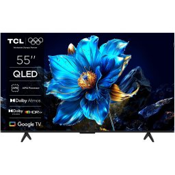 Televizor TCL QLED 55P7K, 139 cm, Smart, Google TV, 4K Ultra HD, Clasa F, Wi-Fi, Bluetooth, Negru