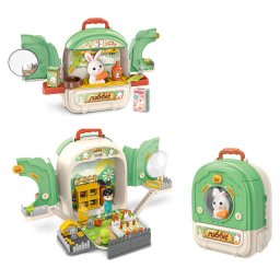 Jucarie 3 in 1 Set ghiozdan Rovo 999-2, Iepuras, Fermier, Accesorii incluse, 3 ani+