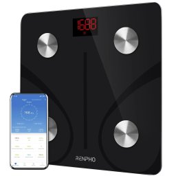 Cantar de baie Smart Renpho CS20M, Maxim 180Kg, 13 masuratori, BMI, BMR IMC, Bluetooth, compatibil Fitbit, Apple Health, Google Fit, Negru