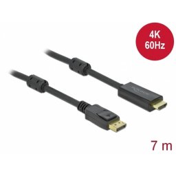 Cablu activ Delock 85959, DisplayPort 1.2 la HDMI, 4K, 60Hz, lungime 7 m, Negru
