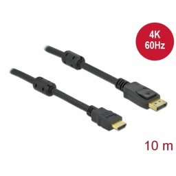 Cablu activ Delock 85960, DisplayPort 1.2 la HDMI, 4K, 60Hz, lungime 10 m, Negru