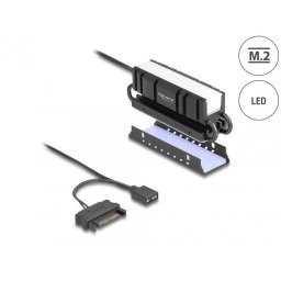 Radiator Delock 18460, pentru SSD M.2 2280 cu RGB LED, Negru