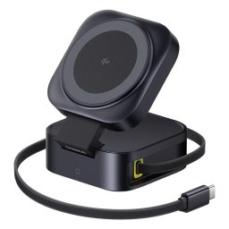 Incarcator wireless magnetic Baseus PicoGo 2-in-1 Qi2, 67W Negru (Cablu USB-C 100W inclus)